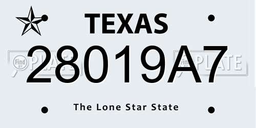 28019A7 Texas License Plate