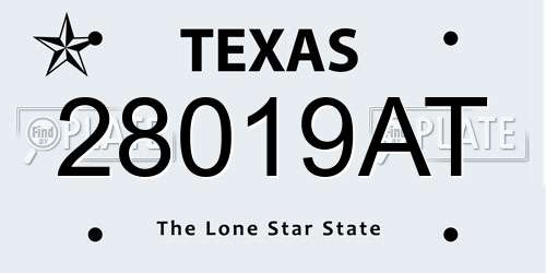 28019AT Texas License Plate