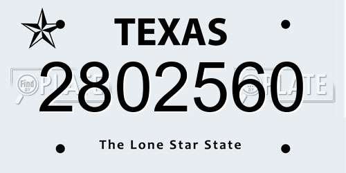 2802560 Texas License Plate