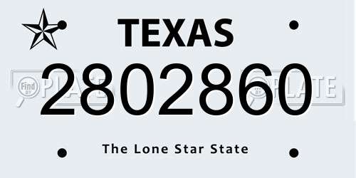 2802860 Texas License Plate