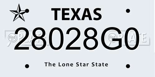28028G0 Texas License Plate