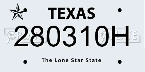 280310H Texas License Plate