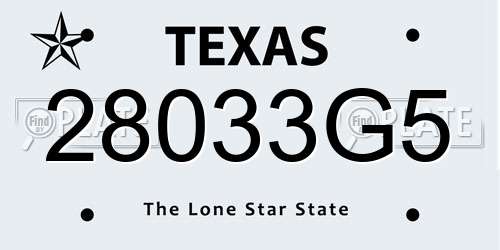 28033G5 Texas License Plate