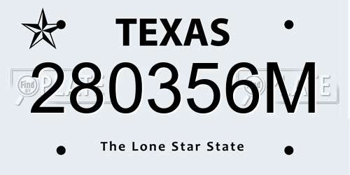 280356M Texas License Plate