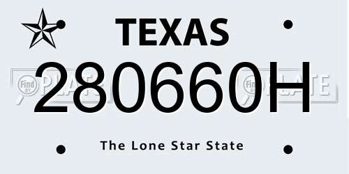 280660H Texas License Plate