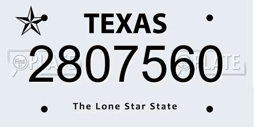 2807560 Texas License Plate