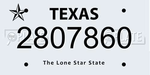 2807860 Texas License Plate