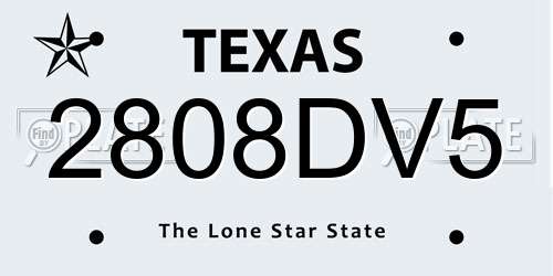 2808DV5 Texas License Plate