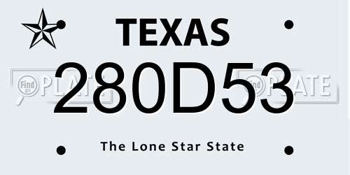 280D53 Texas License Plate
