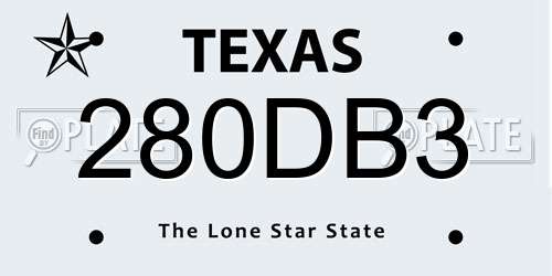 280DB3 Texas License Plate