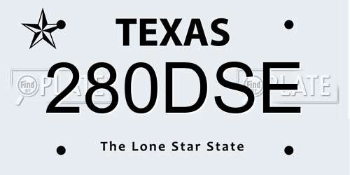 280DSE Texas License Plate