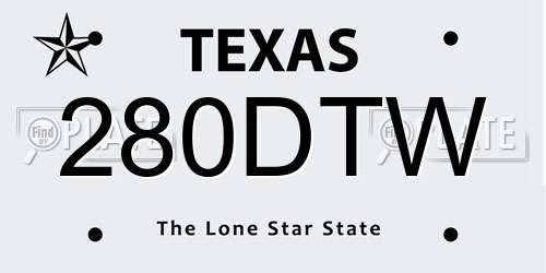 280DTW Texas License Plate