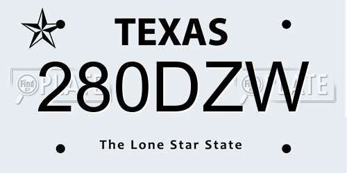 280DZW Texas License Plate