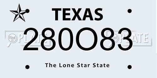 280O83 Texas License Plate