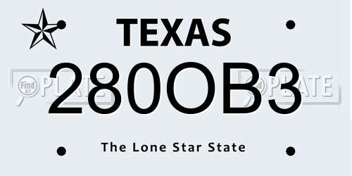 280OB3 Texas License Plate