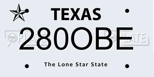 280OBE Texas License Plate