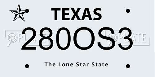 280OS3 Texas License Plate