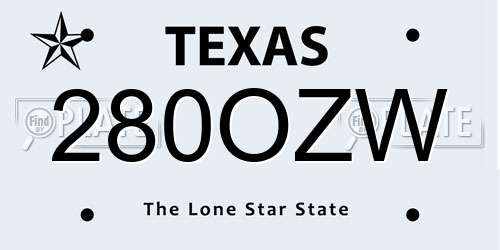 280OZW Texas License Plate
