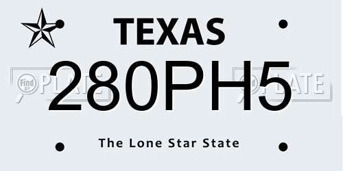 280PH5 Texas License Plate