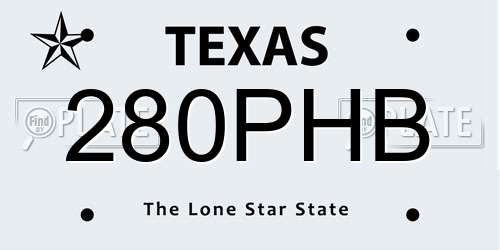280PHB Texas License Plate