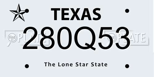 280Q53 Texas License Plate
