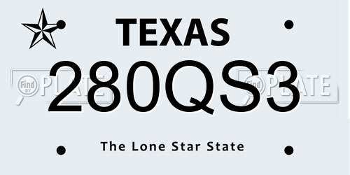 280QS3 Texas License Plate