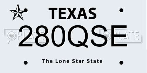 280QSE Texas License Plate