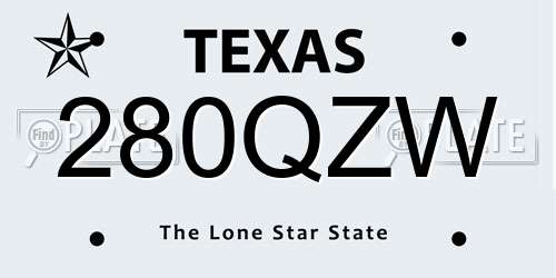 280QZW Texas License Plate