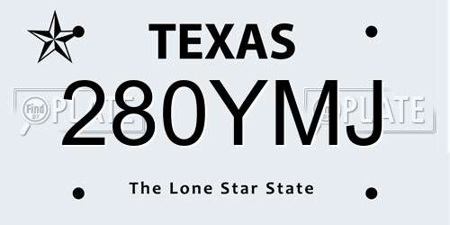280YMJ Texas License Plate