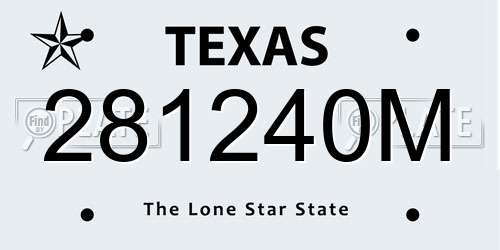 281240M Texas License Plate