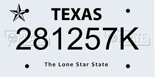 281257K Texas License Plate