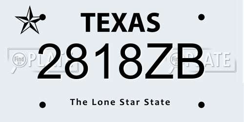 2818ZB Texas License Plate