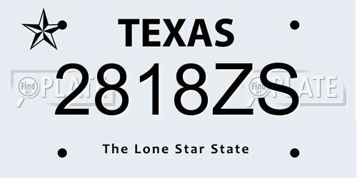 2818ZS Texas License Plate