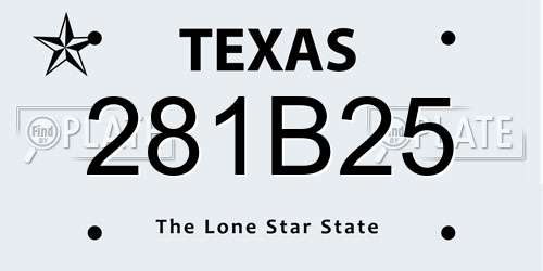 281B25 Texas License Plate