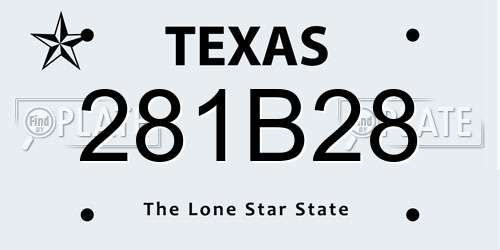 281B28 Texas License Plate