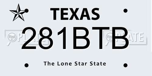 281BTB Texas License Plate