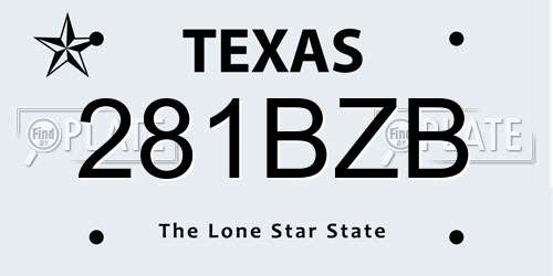 281BZB Texas License Plate