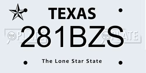 281BZS Texas License Plate