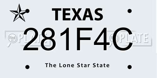 281F4C Texas License Plate