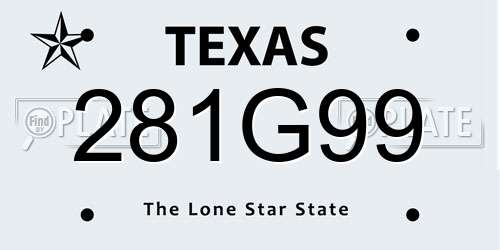 281G99 Texas License Plate