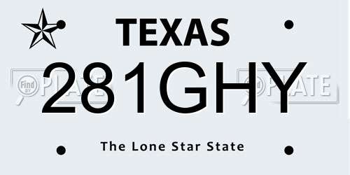 281GHY Texas License Plate