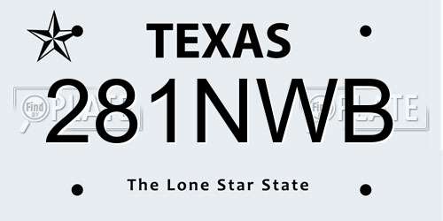 281NWB Texas License Plate