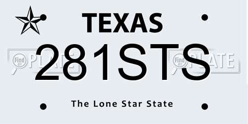 281STS Texas License Plate