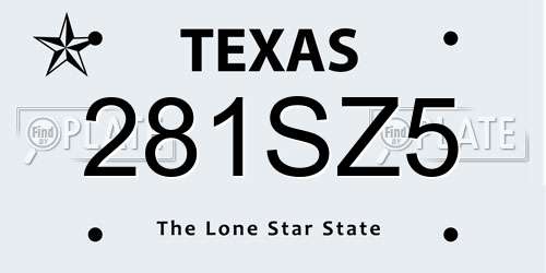 281SZ5 Texas License Plate