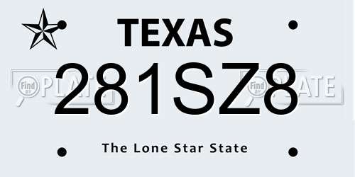 281SZ8 Texas License Plate