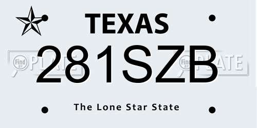 281SZB Texas License Plate