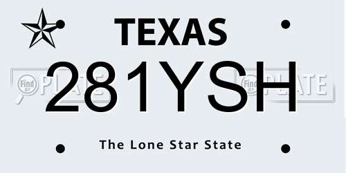 281YSH Texas License Plate