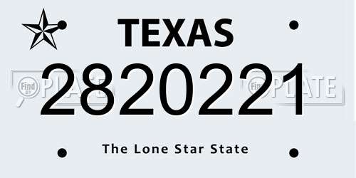 2820221 Texas License Plate