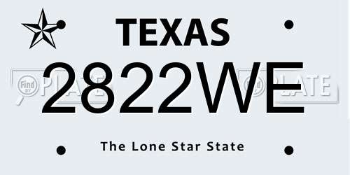 2822WE Texas License Plate