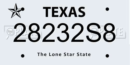 28232S8 Texas License Plate